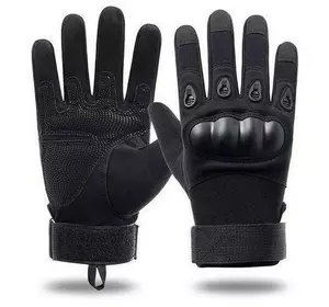 Універсальні тактичні повнопалі рукавички із захистом кісточок чорні 8000-L