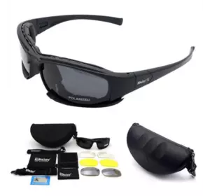 Захисні тактичні сонцезахисні окуляри з поляризацією Daisy X7 Black + 4 комплекти лінз
