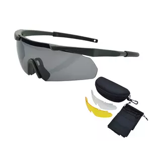 Захисні тактичні сонцезахисні окуляри .3 комплектів лінз ESS Оліва.Товщина лінз 3 мм!