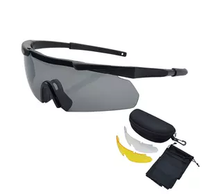 Захисні тактичні сонцезахисні окуляри ESS Чорні .3 комплекти лінз.Товщина лінз 3 мм !