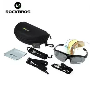Захисні тактичні сонцезахисні окуляри з поляризацією- RockBros -5 комплектів лінз