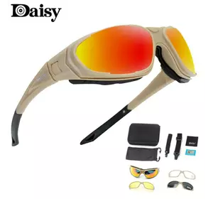 Захисні тактичні сонцезахисні окуляри Daisy С9 армійські з поляризацією з 4-ма змінними лінзами Койот