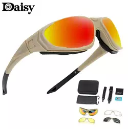 Захисні тактичні сонцезахисні окуляри Daisy С9 армійські з поляризацією з 4-ма змінними лінзами Койот
