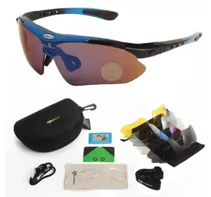 Захисні тактичні.спортивні окуляри з поляризацією RockBros сині .5 комплектів лінз