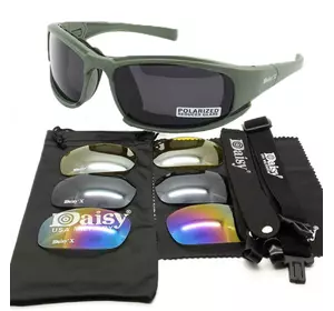 Захисні тактичні сонцезахисні окуляри + 7 комплектів лінз Daisy X7-X олива товщина лінз 2 мл-збільшена