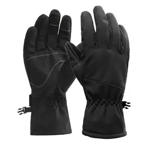 Водовідштовхувальні тактичні захисні вітрозахисні Softshell на флісі зимові рукавички Чорні 9001-М