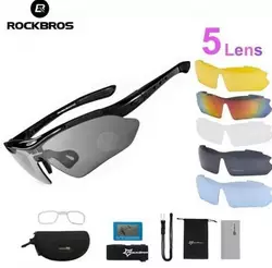 Захисні тактичні сонцезахисні окуляри з поляризацією-RockBros -5 комплектів лінз
