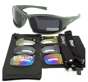 Захисні тактичні окуляри + 7 комплектів лінз Daisy X7-X олива товщина лінз 2 мл-збільшена товщина