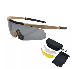 Захисні тактичні сонцезахисні окуляри ESS Койот 3 комплектів. лінз.Товщина лінз 3 мм!