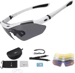 Захисні тактичні.спортивні окуляри з поляризацією RockBros білі .5 комплектів лінз