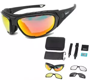 Захисні тактичні сонцезахисні окуляри з поляризацією Daisy С9 black+ 4 комплекти лінз