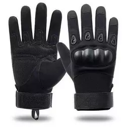 Універсальні тактичні повнопалі рукавички із захистом кісточок чорні 8000-М