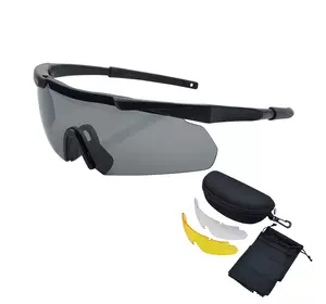 Захисні тактичні армійські окуляри ESS Чорні .3 комплекти лінз.Товщина лінз 3 мм !
