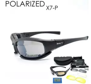 Захисні тактичні сонцезахисні окуляри + 7 комплектів лінз Daisy X7-X Black товщина лінз 2 мл-збільш.
