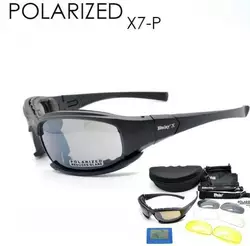 Захисні тактичні сонцезахисні окуляри + 7 комплектів лінз Daisy X7-X Black товщина лінз 2 мл-збільш.