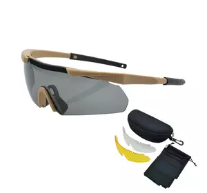 Захисні тактичні сонцезахисні окуляри .3 комплектів лінз ESS Койот.Товщина лінз 3 мм!