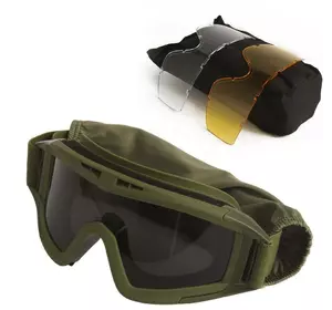Тактичні окуляри захисна маска Solve із 3 змінними лінзами Оліва